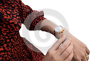 Wristwatches on women`s hand