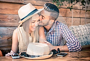 Young fashion couple of lovers at beginning of love story