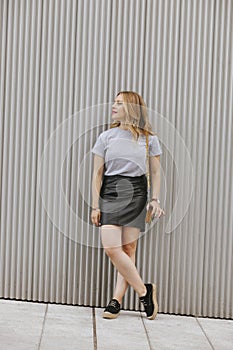 Young fashion female model with casual clothes