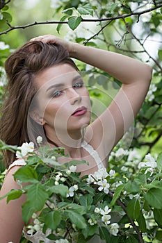 Young fashion model outdoors portrait. Healthy beauty woman
