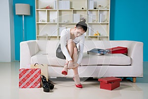 young fashion woman with nice presents