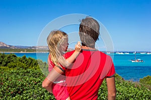 Young father and little girl enjoying beautiful