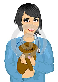 Young female asian veterinarian