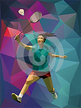 Young female badminton player during smash