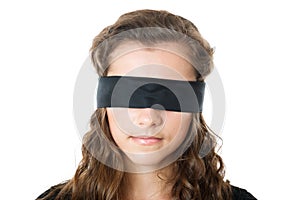 Young female with blindfold photo