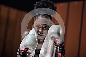 A young female boxer close up photoshoot