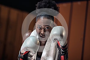 A young female boxer close up photoshoot photo