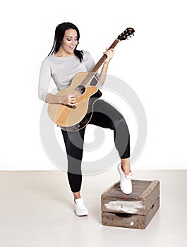 Young female busker. photo