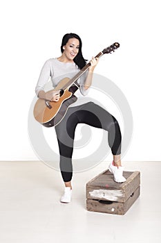 Young female busker. photo