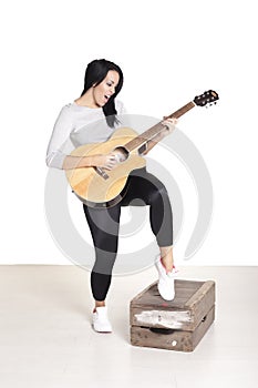 Young female busker. photo