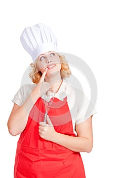 Young female chef cook