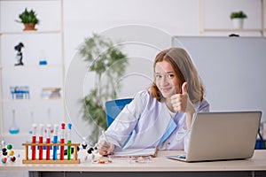 Young female chemist working at the lab