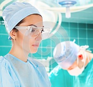 Young female doctor in operation room