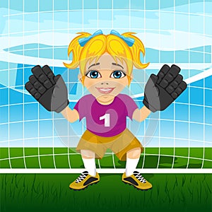 Young female goalkeeper in a ready position