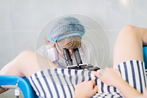 Young Female Gynecologist During Examination In Her Office