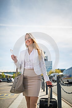 Young female passenger at the airport