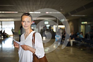 Young female passenger at the airport