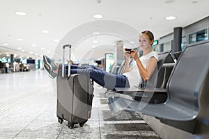 Young female passenger at the airport