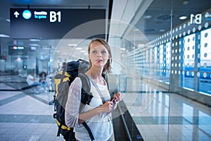 Young female passenger at the airport