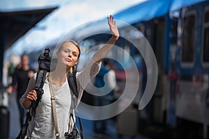 Young female passenger at the airport