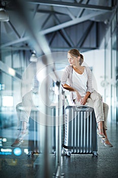 Young female passenger at the airport