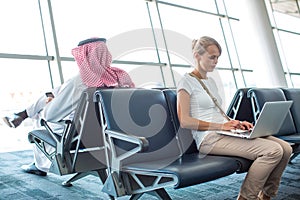 Young female passenger at the airport