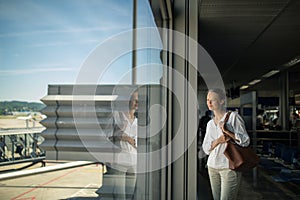 Young female passenger at the airport