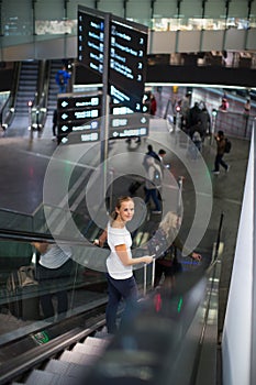 Young female passenger at the airport