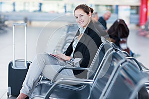 Young female passenger at the airport,