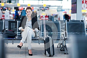 Young female passenger at the airport