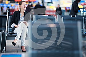 Young female passenger at the airport