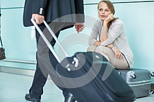 Young female passenger at the airport