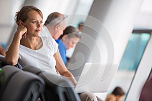 Young female passenger at the airport