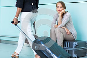 Young female passenger at the airport