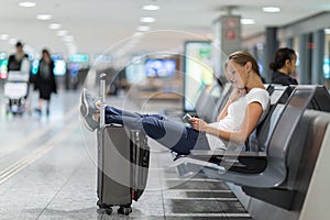 Young female passenger at the airport