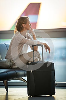 Young female passenger at the airport