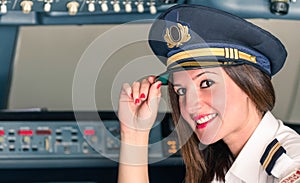 Young female Pilot ready for Takeoff photo