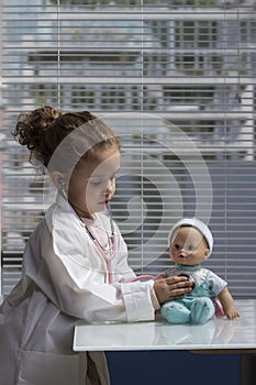 Young female playing doctor