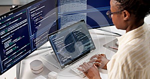 The Young Female Programmer Developing Software