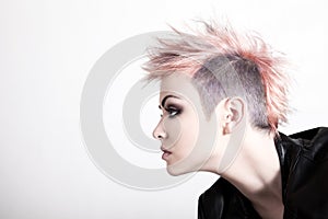 Young Female Punk with Pink Hair