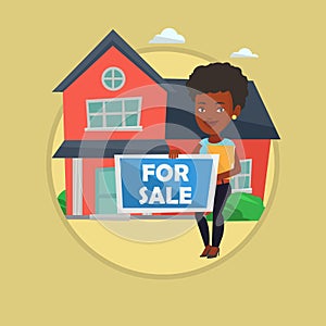 Young female realtor offering house.