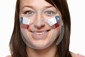 Young Female Sports Fan With Chilean Flag