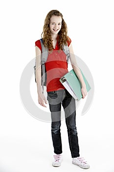 Young Female Student With Backpack