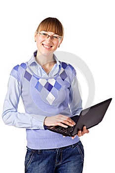 Young female student with a laptop