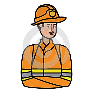 Young fireman avatar character