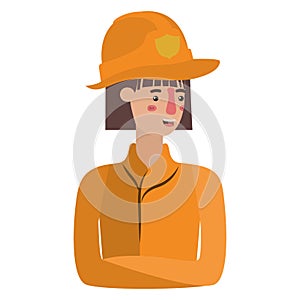 Young firewoman avatar character