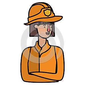 Young firewoman avatar character