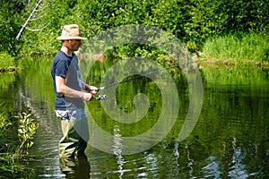 Young Fisherman Fishing with Patience