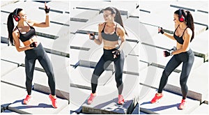 Young, fit and sporty girl training outdoor. Fitness, sport, urban jogging and healthy lifestyle concept.
