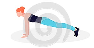 Young Fit woman doing plank exercise. Core workout, loss weight.